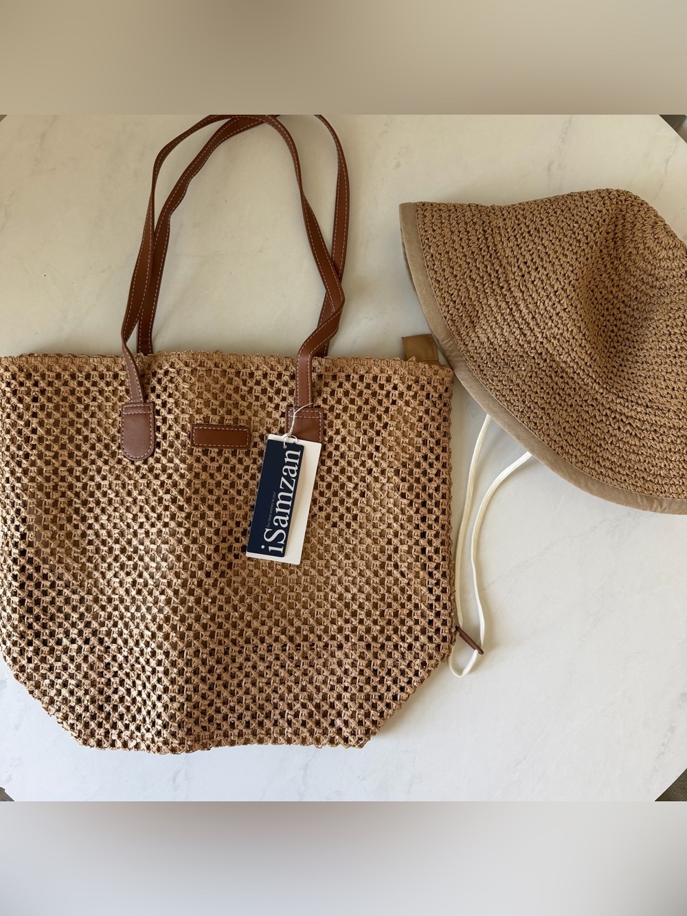 NWT!! Women’s Woven Tote Bag and Sun Hat Bundle